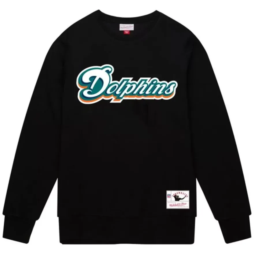 Mitchell & Ness Hoodies & Sweatshirts-Team Wordmark 2 Crew Miami Dolphins