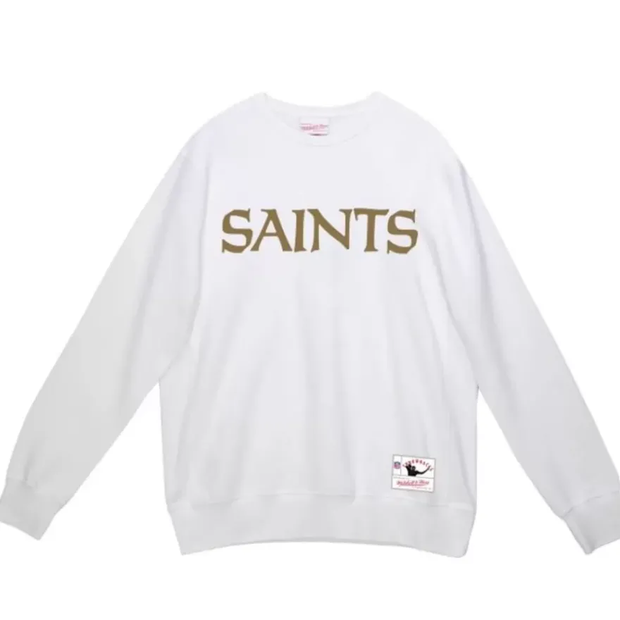 Mitchell & Ness Hoodies & Sweatshirts-Team Wordmark 2 Crew New Orleans Saints