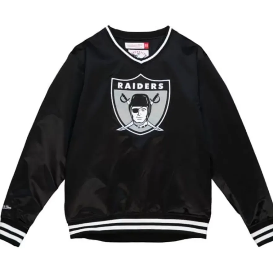 Mitchell & Ness Jackets & Outerwear-4Th And Inches Satin Pullover Oakland Raiders