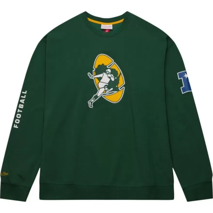Mitchell & Ness Hoodies & Sweatshirts-There And Back Fleece Crew Green Bay Packers