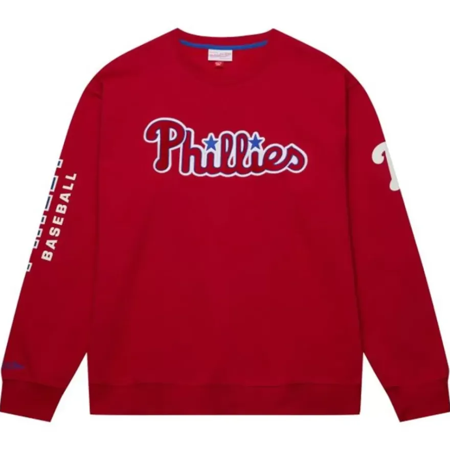 Mitchell & Ness Hoodies & Sweatshirts-There And Back Fleece Crew Current Logo Philadelphia Phillies