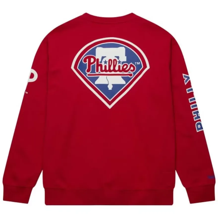 Mitchell & Ness Hoodies & Sweatshirts-There And Back Fleece Crew Current Logo Philadelphia Phillies