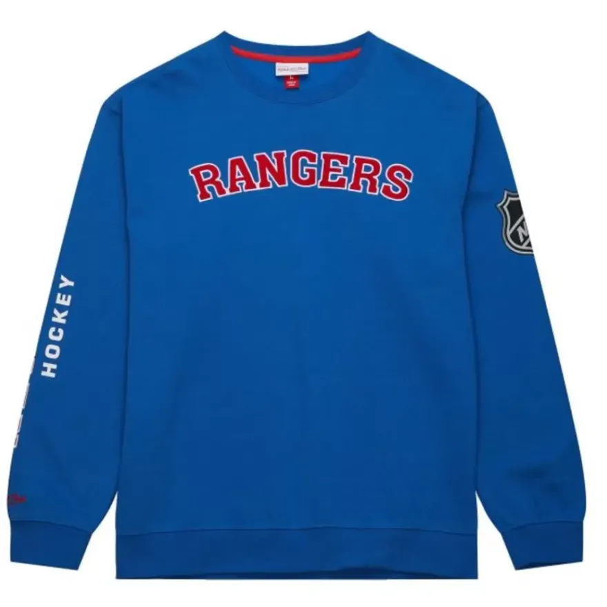 Mitchell & Ness Hoodies & Sweatshirts-There And Back Fleece Crew Current Logo New York Rangers