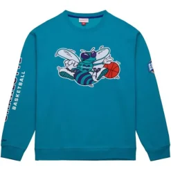 Mitchell & Ness Hoodies & Sweatshirts-There And Back Fleece Crew Charlotte Hornets