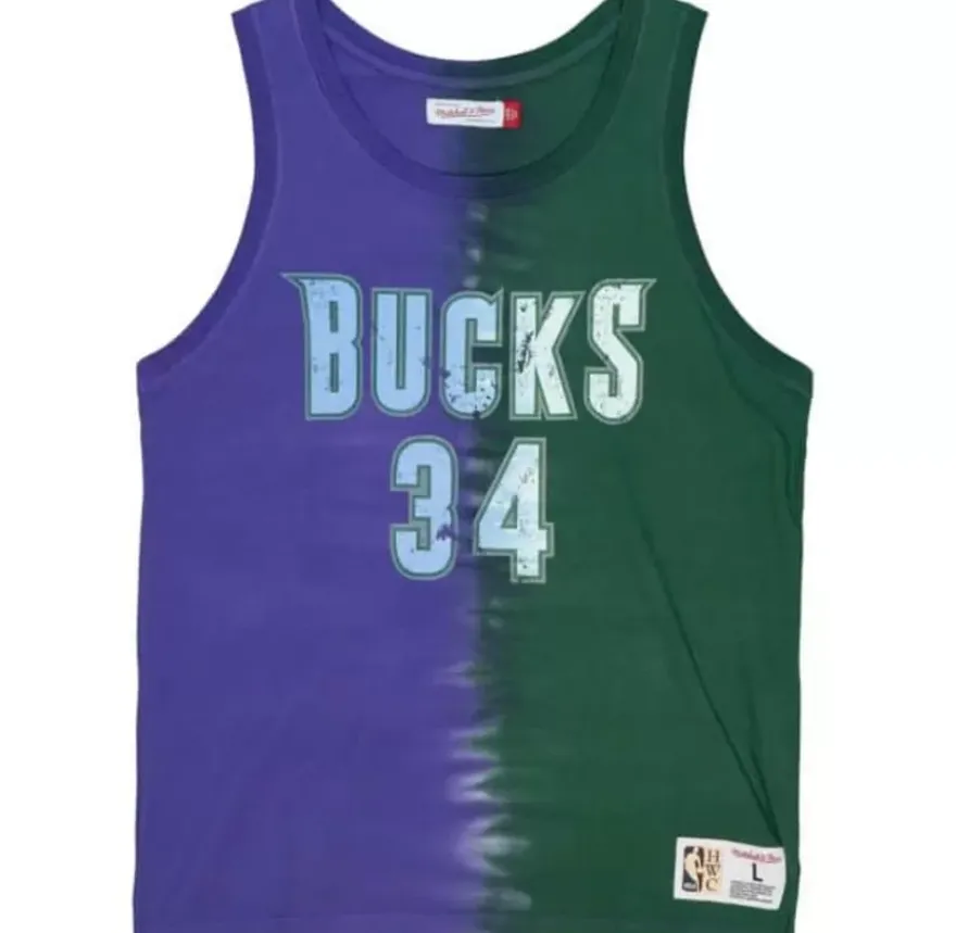 Mitchell & Ness T-Shirts & Tops-Tie Dye Cotton N&N Tank Milwaukee Bucks Ray Allen