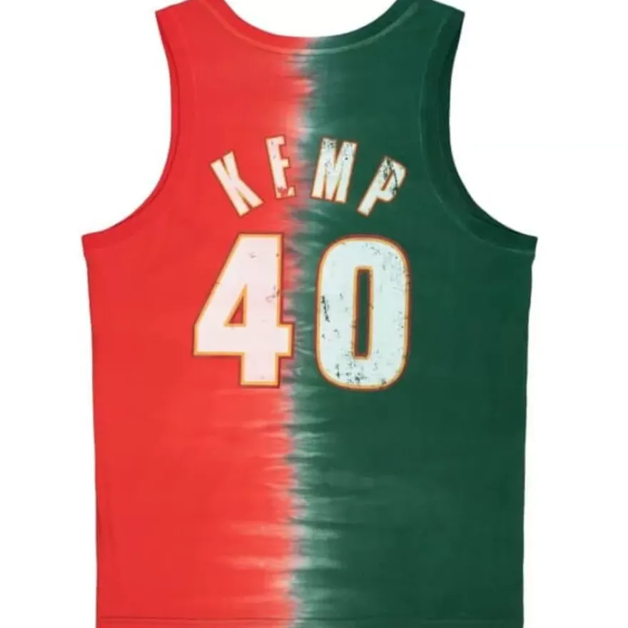 Mitchell & Ness T-Shirts & Tops-Tie Dye Cotton N&N Tank Seattle Supersonics Shawn Kemp
