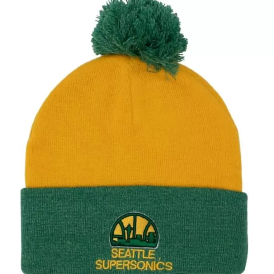 Mitchell & Ness Knit-Two Tone Pom Beanie Hwc Seattle Supersonics