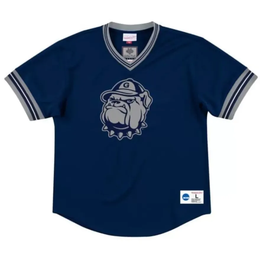 Mitchell & Ness T-Shirts & Tops-Unbeaten Mesh V-Neck Georgetown University