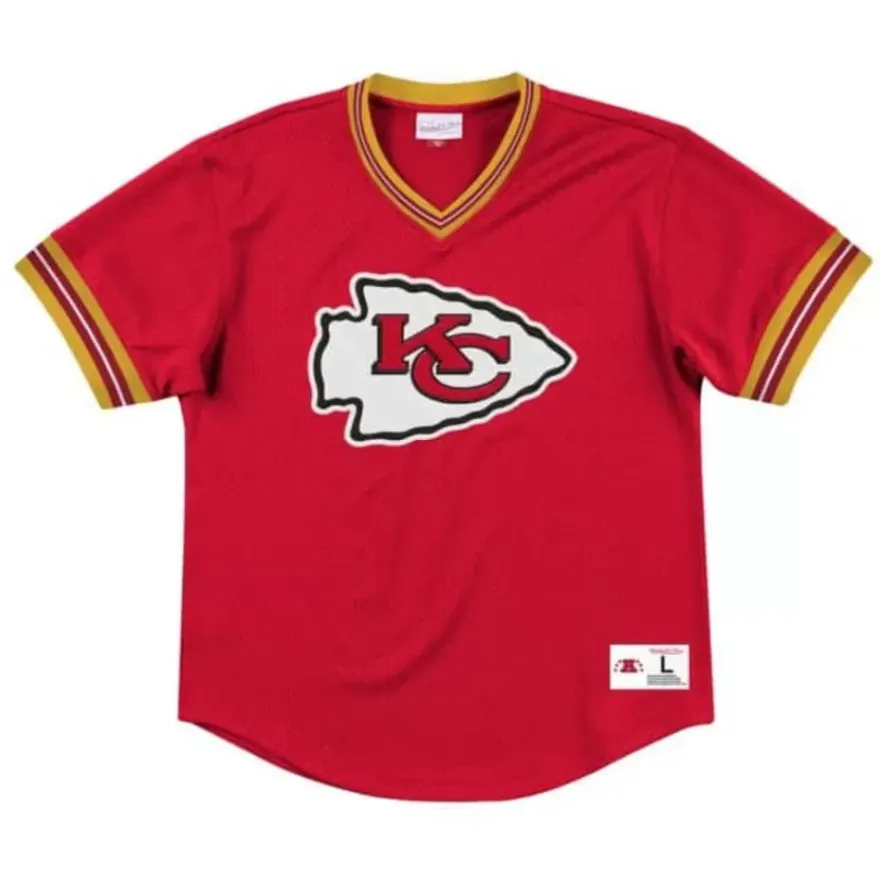 Mitchell & Ness T-Shirts & Tops-Unbeaten Mesh V-Neck Kansas City Chiefs
