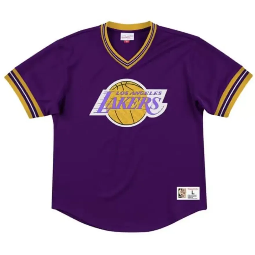 Mitchell & Ness T-Shirts & Tops-Unbeaten Mesh V-Neck Los Angeles Lakers