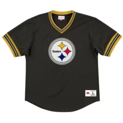 Mitchell & Ness T-Shirts & Tops-Unbeaten Mesh V-Neck Pittsburgh Steelers
