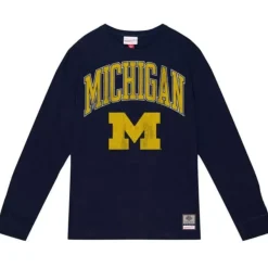 Mitchell & Ness T-Shirts & Tops-University Arch Logo Ls Tee University Of Michigan