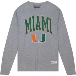 Mitchell & Ness T-Shirts & Tops-University Arch Logo Ls Tee University Of Miami
