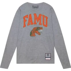 Mitchell & Ness T-Shirts & Tops-University Arch Logo Ls Tee Florida A&M University