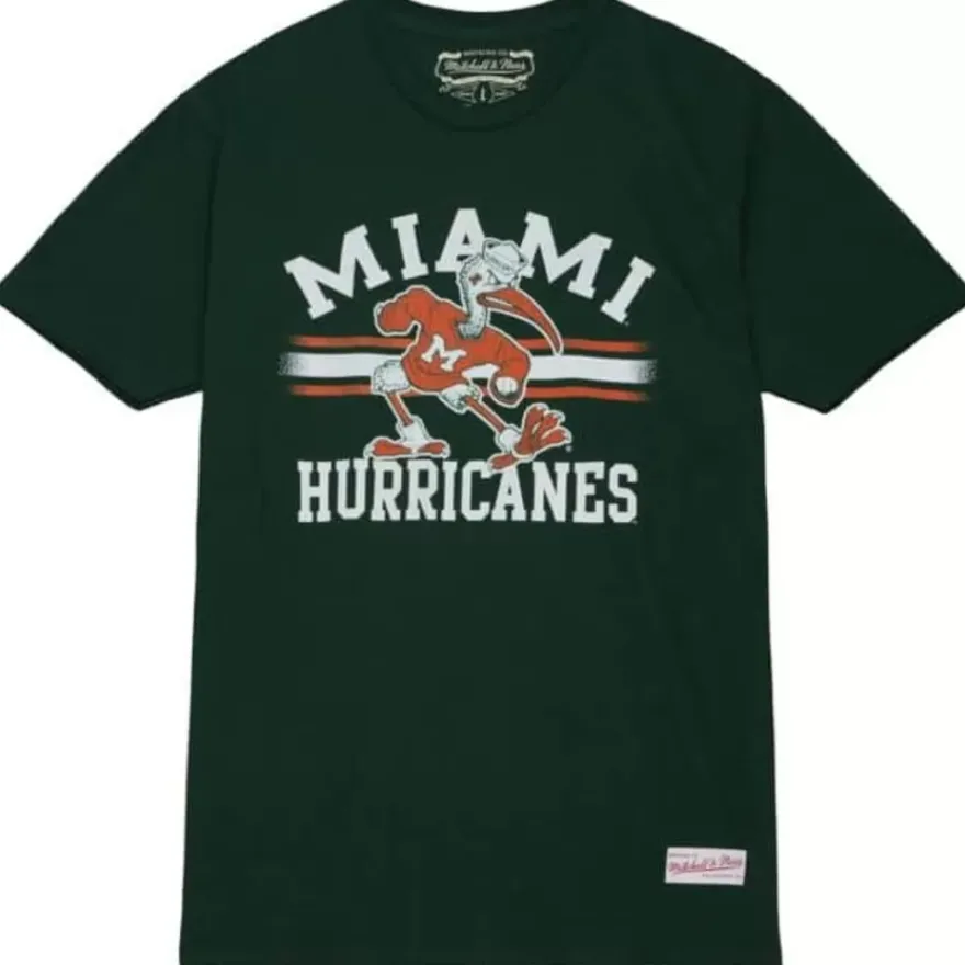 Mitchell & Ness T-Shirts & Tops-Vintage Stripes Tee University Of Miami