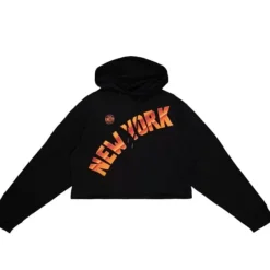 Mitchell & Ness Hoodies & Sweatshirts-Womens Big Face 4.0 Crop Hoodie New York Knicks