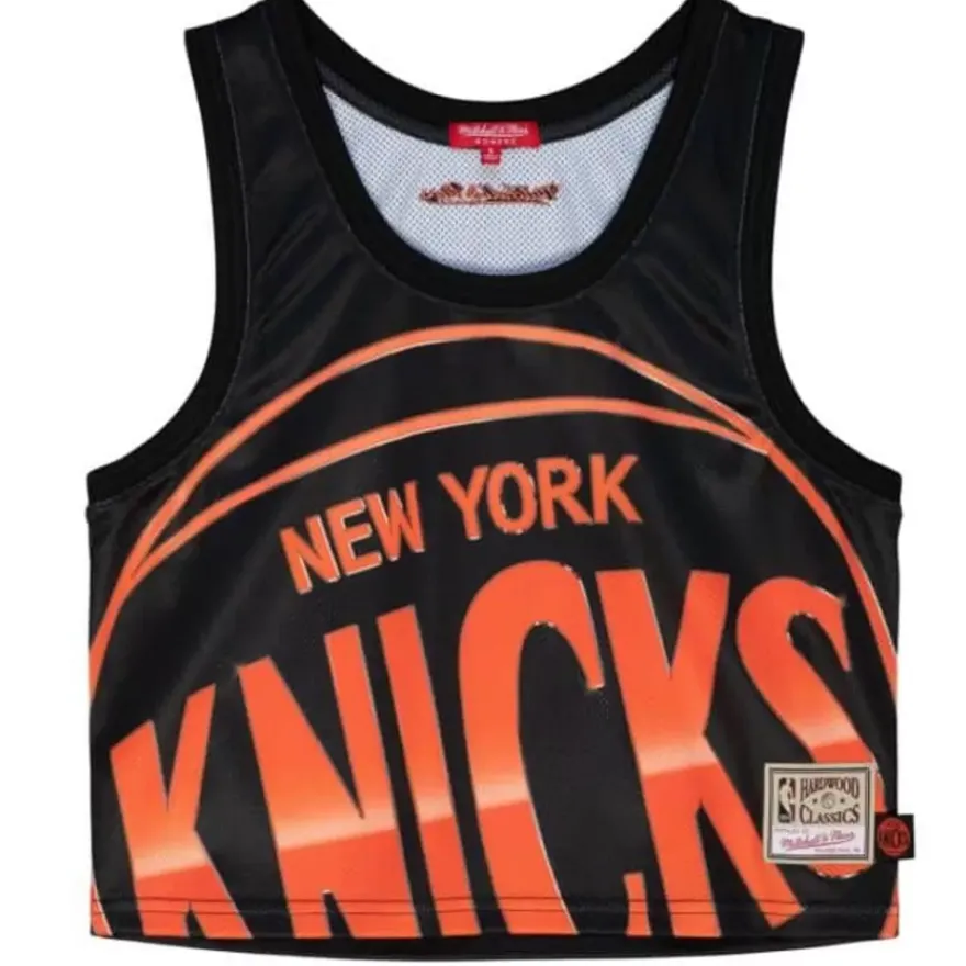 Mitchell & Ness T-Shirts & Tops-Womens Big Face 4.0 Crop Tank New York Knicks