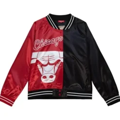 Mitchell & Ness Jackets & Outerwear-Womens Big Face Satin Jacket 5.0 Chicago Bulls