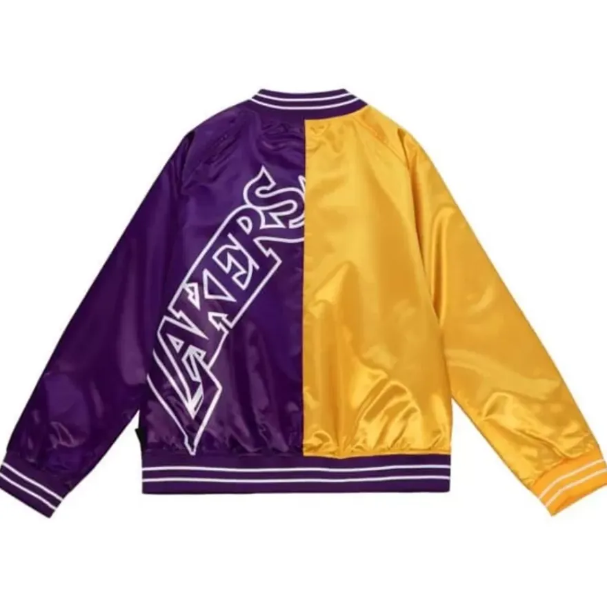 Mitchell & Ness Jackets & Outerwear-Womens Big Face Satin Jacket 5.0 Los Angeles Lakers