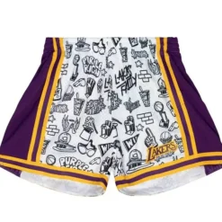 Mitchell & Ness Shorts-Womens Doodle Shorts Los Angeles Lakers