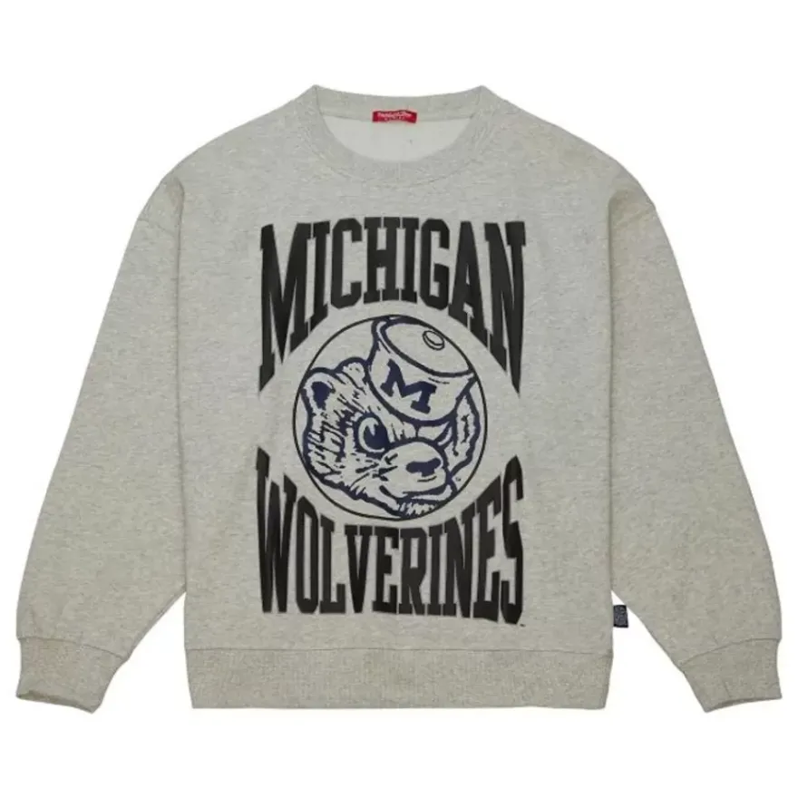Mitchell & Ness Hoodies & Sweatshirts-Women'S Logo Lightweight Crew 3.0 University Of Michigan