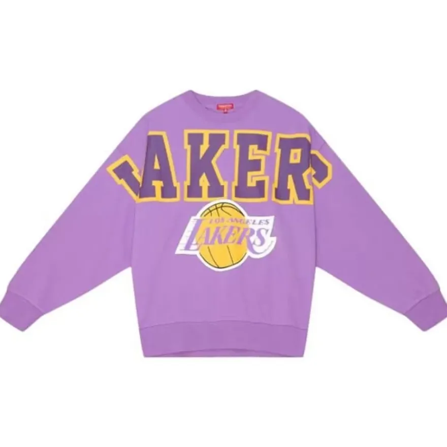 Mitchell & Ness Hoodies & Sweatshirts-Womens Logo Lightweight Fleece Los Angeles Lakers