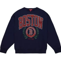 Mitchell & Ness Hoodies & Sweatshirts-Womens Logo Lt Crew 2.0 Boston Red Sox