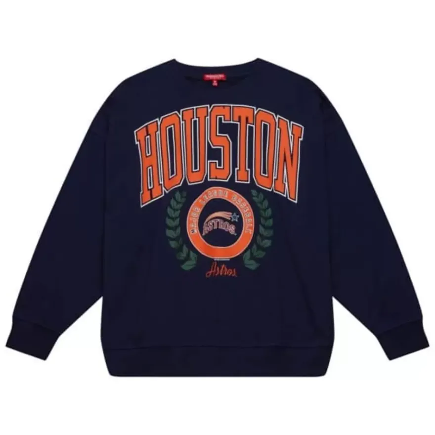 Mitchell & Ness Hoodies & Sweatshirts-Womens Logo Lt Crew 2.0 Houston Astros