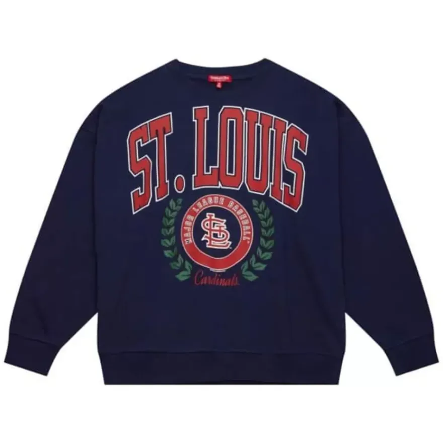 Mitchell & Ness Hoodies & Sweatshirts-Womens Logo Lt Crew 2.0 St. Louis Cardinals