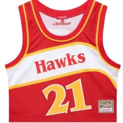 Mitchell & Ness T-Shirts & Tops-Womens N&N Crop Tank Atlanta Hawks 1986 Dominique Wilkins