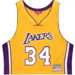 Mitchell & Ness T-Shirts & Tops-Womens N&N Crop Tank Los Angeles Lakers 1999 Shaquille O'Neal