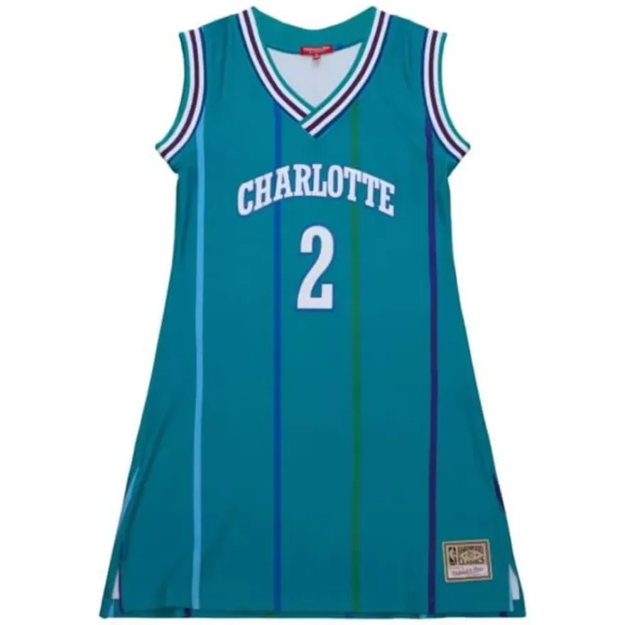 Mitchell & Ness T-Shirts & Tops-Womens N&N Jersey Dress Charlotte Hornets 1992 Larry Johnson