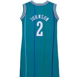 Mitchell & Ness T-Shirts & Tops-Womens N&N Jersey Dress Charlotte Hornets 1992 Larry Johnson