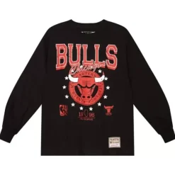 Mitchell & Ness T-Shirts & Tops-Womens Oversized Ls Tee Chicago Bulls