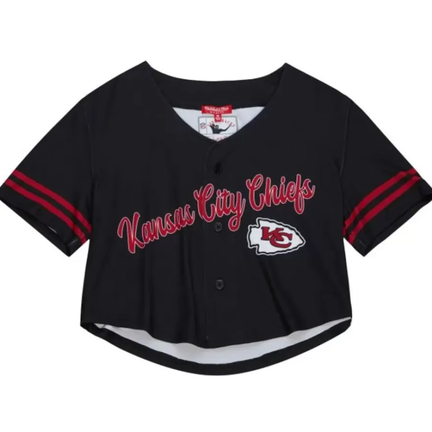 Mitchell & Ness T-Shirts & Tops-Women'S Ss Button Crop Kansas City Chiefs