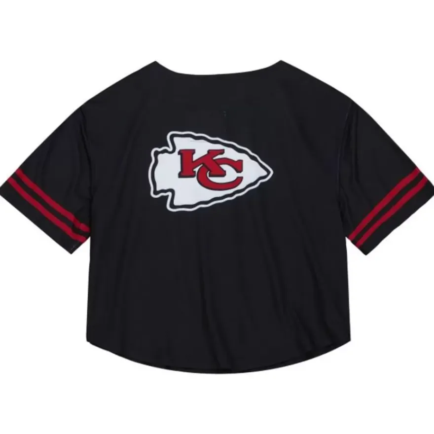 Mitchell & Ness T-Shirts & Tops-Women'S Ss Button Crop Kansas City Chiefs