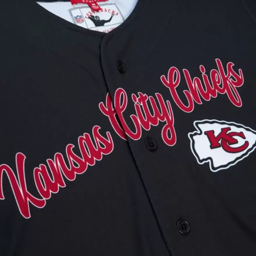 Mitchell & Ness T-Shirts & Tops-Women'S Ss Button Crop Kansas City Chiefs