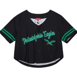 Mitchell & Ness T-Shirts & Tops-Women'S Ss Button Crop Philadelphia Eagles