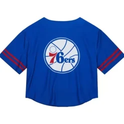 Mitchell & Ness T-Shirts & Tops-Women'S Ss Button Crop Philadelphia 76Ers