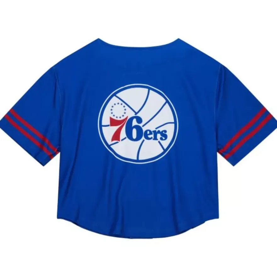 Mitchell & Ness T-Shirts & Tops-Women'S Ss Button Crop Philadelphia 76Ers