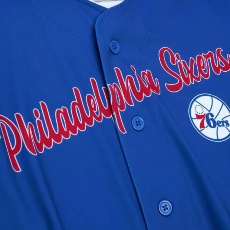 Mitchell & Ness T-Shirts & Tops-Women'S Ss Button Crop Philadelphia 76Ers