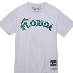 Mitchell & Ness T-Shirts & Tops-Wordmark 1 Tee Florida Marlins