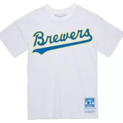 Mitchell & Ness T-Shirts & Tops-Wordmark 2 Tee Milwaukee Brewers